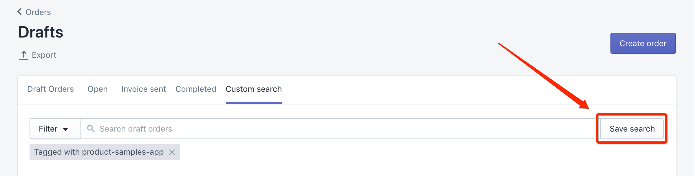 Click Save search button