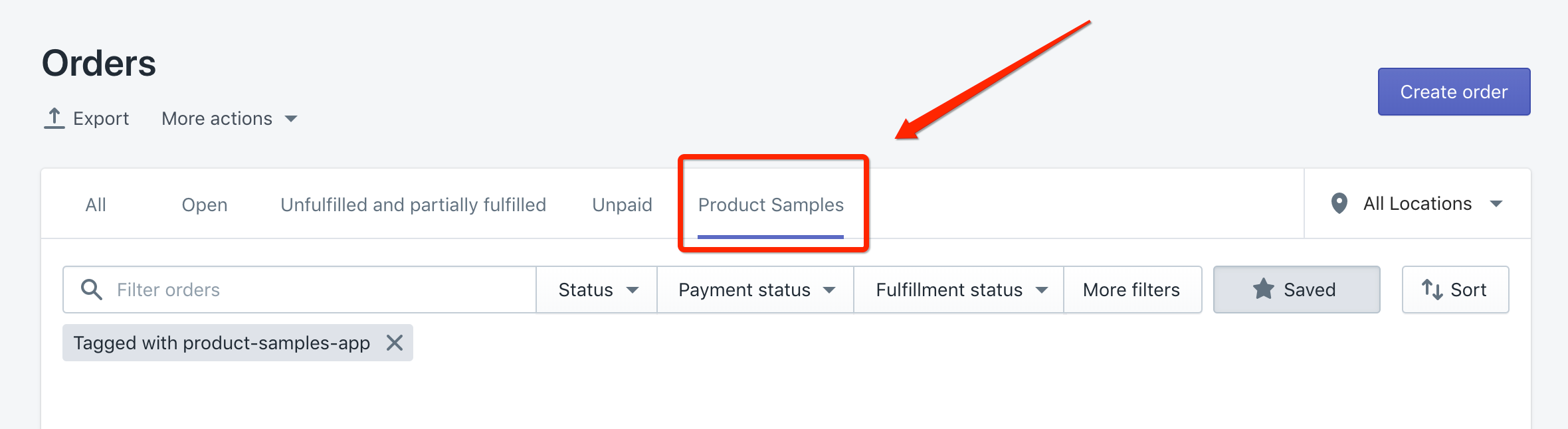 View custom order tab