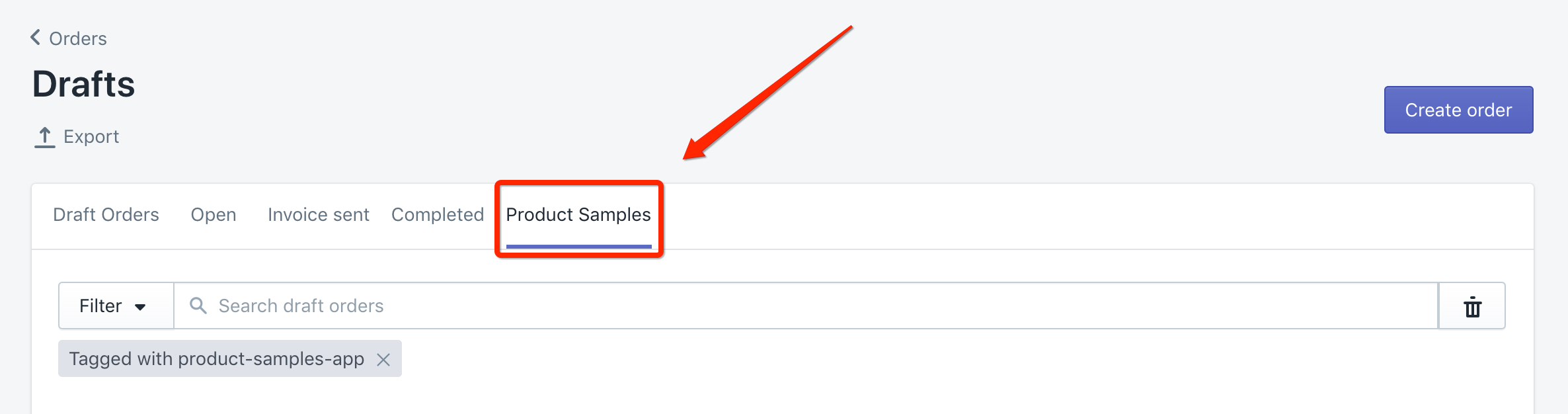 View custom order tab