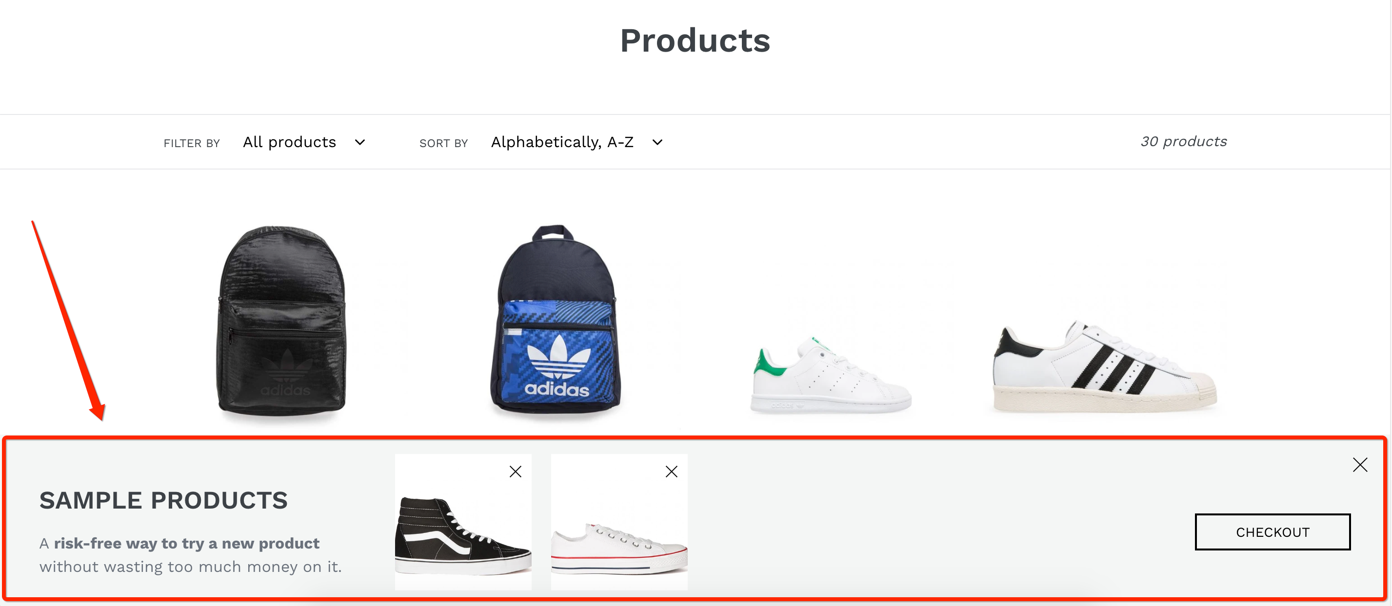Display samples in separated sample box