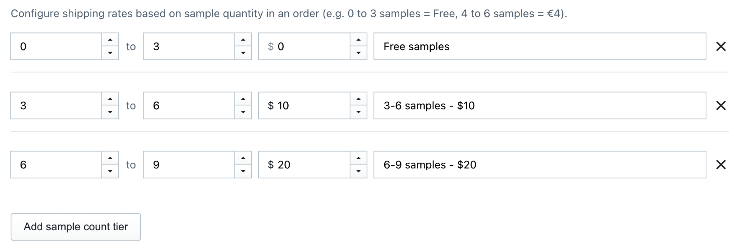 New Feature: Configure Shipping Rates Based on Sample Count